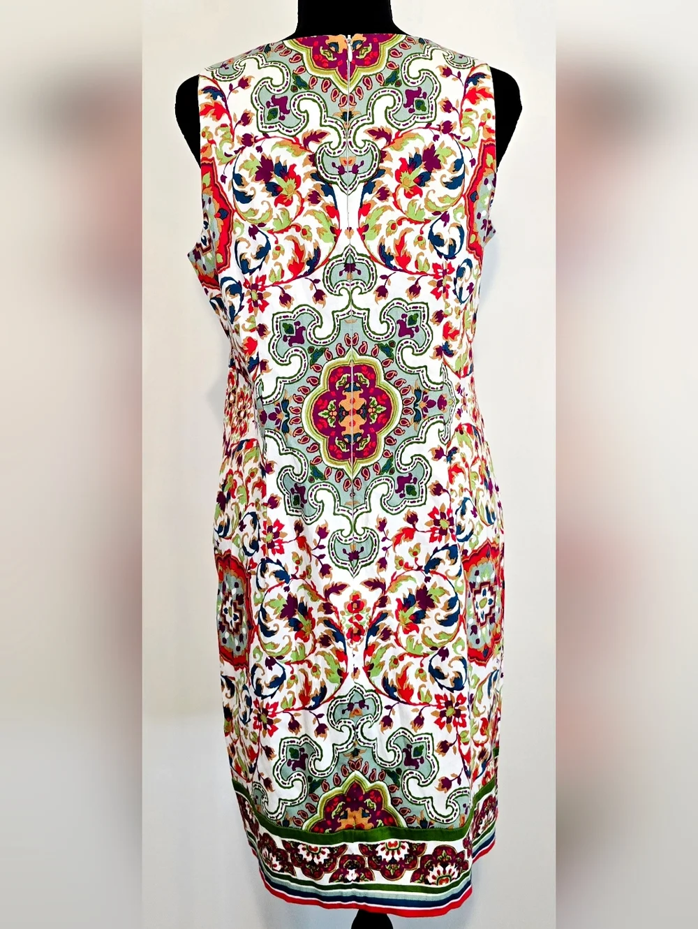 London Times Floral Shift Dress Boho Medallion Print Sleeveless Size 10 - Picture 6 of 10